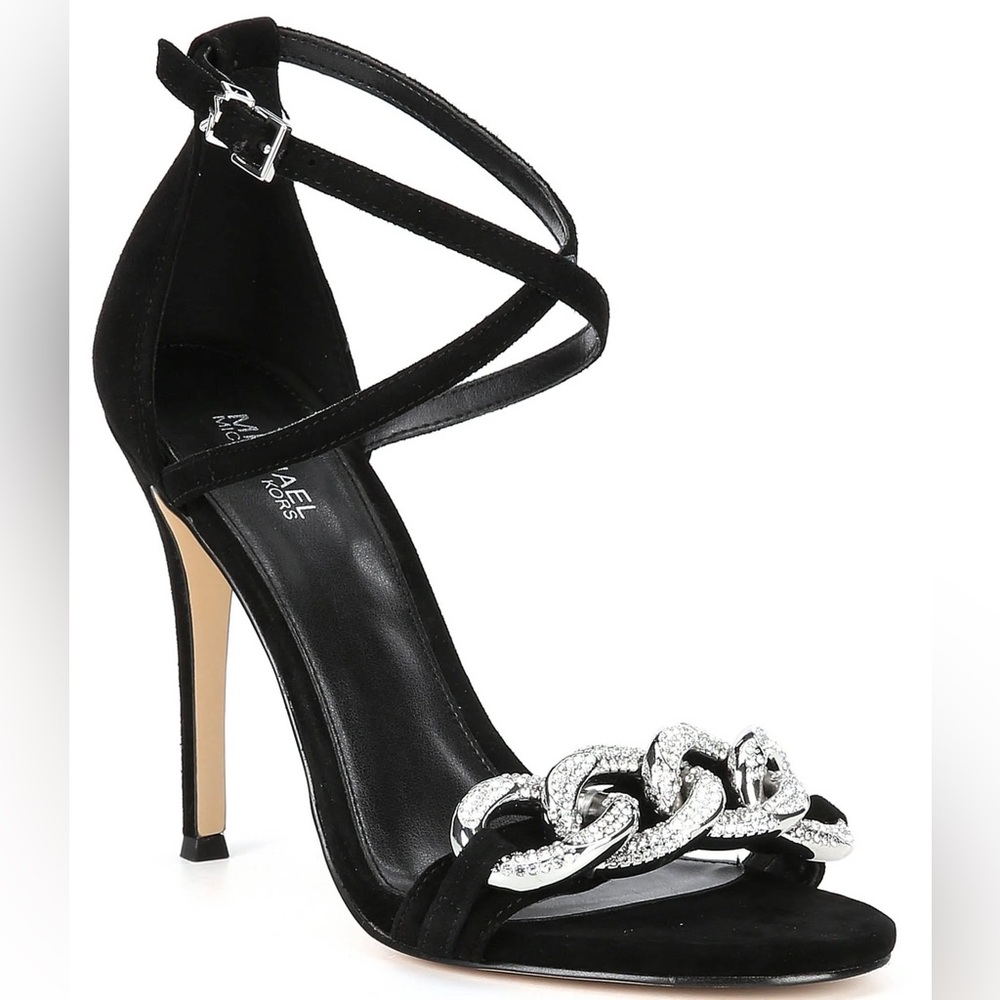 New! Michael Kors Scarlett Chain Link Suede Sandal